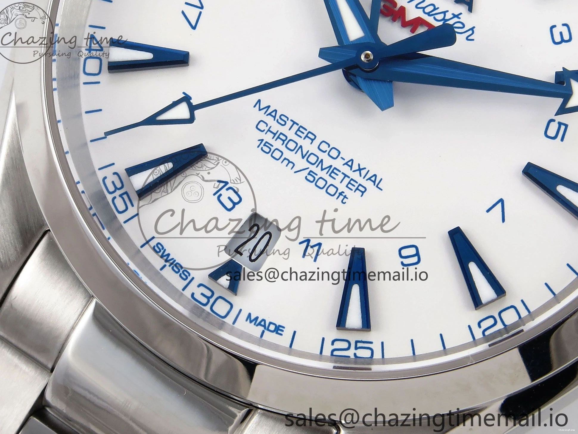 0108 Aqua Terra 150M GMT OMF 1:1 Best Edition White Blue Dial on SS Bracelet A RelaxedFit 7709